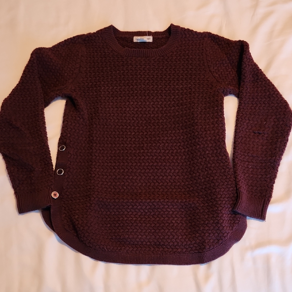 Artisan Ny Maroon Textured Sweater with Side Buttons